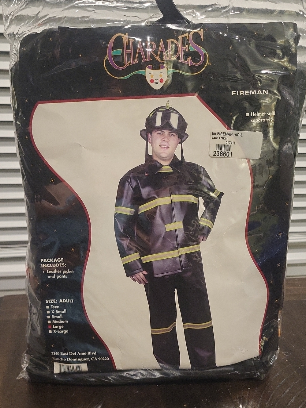 Vintage Charades Men's Firefighter Costume Black/Yellow Size Large